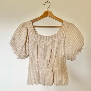 Urban Outfitters Gingham Puff Sleeve Blouse